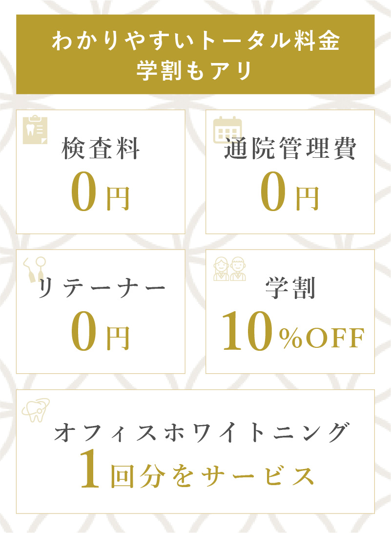 わかりやすいトータル料金　学割もあり